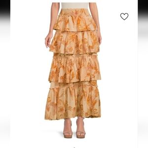 Free People ​Sawyer Ruffle Floral Maxi Skirt Sz MED
